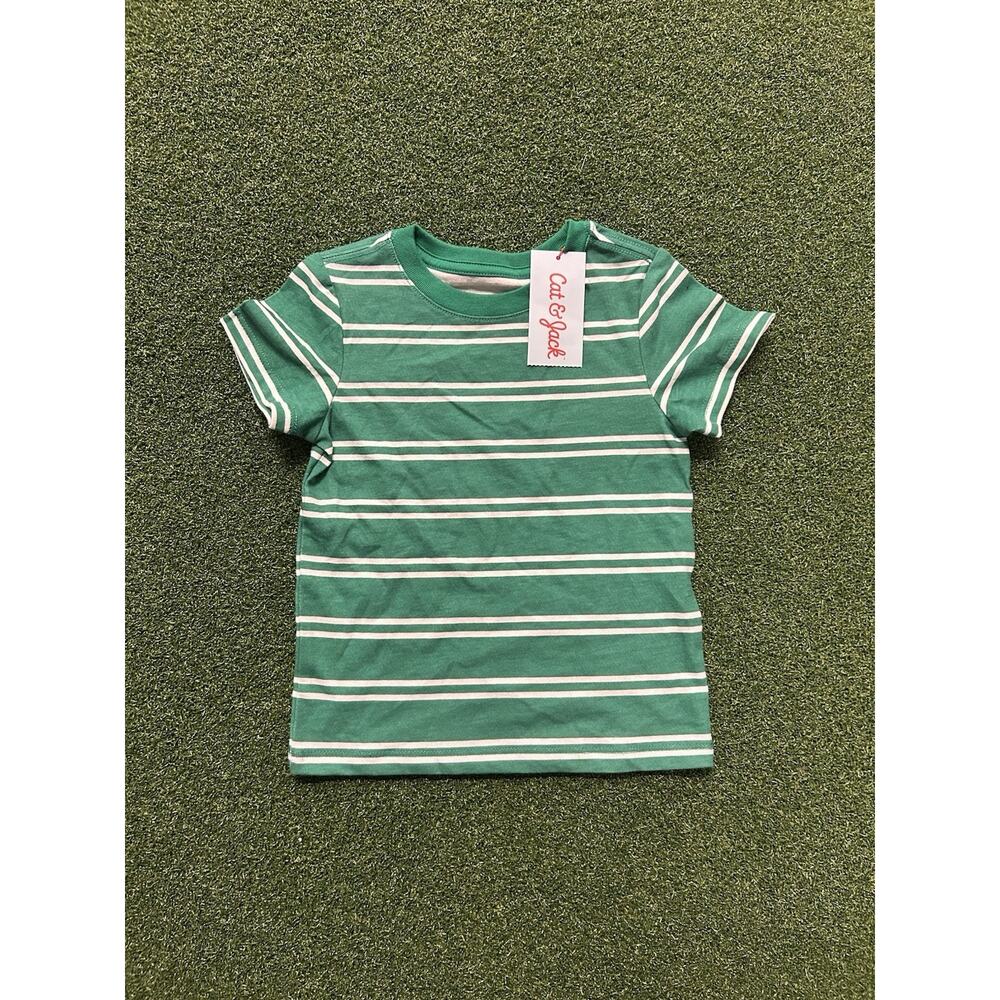 Cat & Jack short-sleeve green and white striped T-shirt 18 M